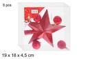 Punta de árbol estrella + 4 bolas rojo