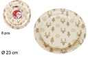 Pack 10 platos papel decorados Navidad oro 23 cm