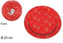 Pack 10 platos papel decorado Navidad rojo 23 cm