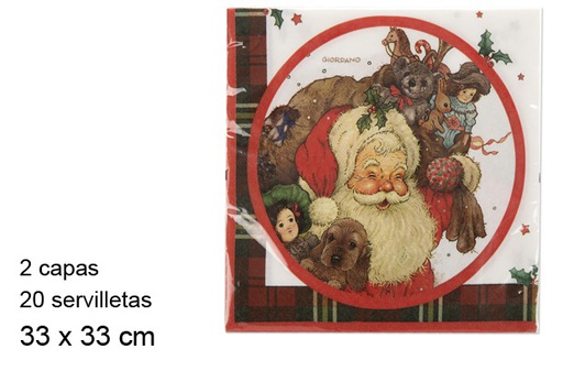 [103827] Pack 20 serviettes 2 épaisseurs décoration de Noël 33 cm