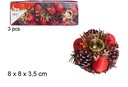 Pack 3 portavelas piña Navidad roja 8 cm
