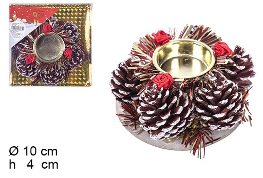 [103965] Bougeoir ananas de Noël rouge 10 cm