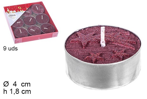 [103979] 9 velas roja decorada estrella fugaz navidad 4x4x1.85cm