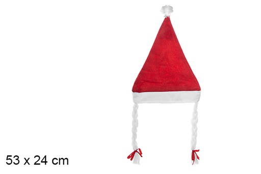 [104290] Bonnet de Père Noël avec tresses 53x24 cm