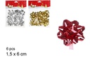 Pack 6 lazos plata/oro/rojo 1,5x6 cm