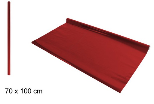 [104317] Papel para presente vermelho metálico 70x100 cm