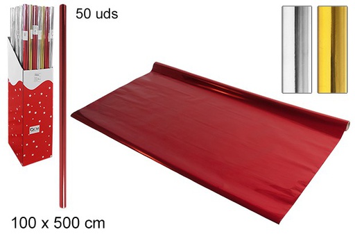 [104321] Présentoir papier cadeau métallisé couleurs assorties 100x500 cm