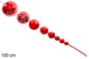 Cadena de bolas Navidad rojo 100 cm