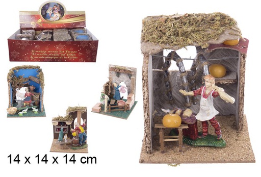 [104388] Shepherds working scene 3 assorted models 14 cm