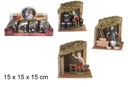 Escena pastores trabajando en cabaña madera 15x15 cm 