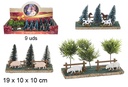Escena animales comiendo con árboles 19x10x10 cm2