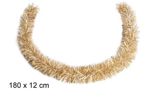 [105177] Guirlande de Noël large en relief champagne 12x180 cm
