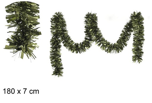 [105212] Guirlande de Noël large vert olive en relief 180x7 cm