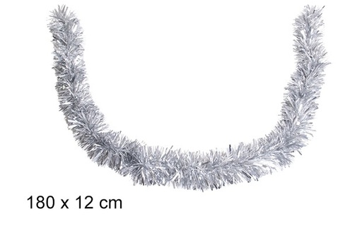 [105263] Guirlande de Noël large argent mate 12x180 cm