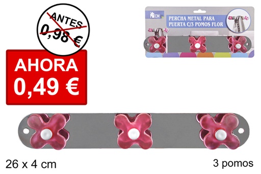 [026796] Metal hanger for door  with 3 flower hook
