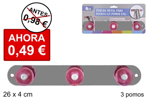 [026798] Metal hanger for door with 3 hook