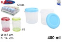 Pack 2 botes plástico tapa colores surtidos 400 ml