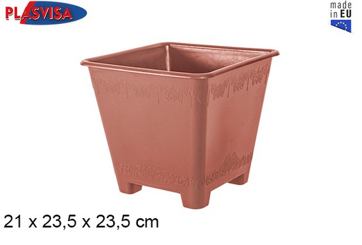 [033845] Vaso de plástico quadrado em terracota 23,5 cm