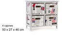 Mueble vintage 4 cajones países 50x27 cm