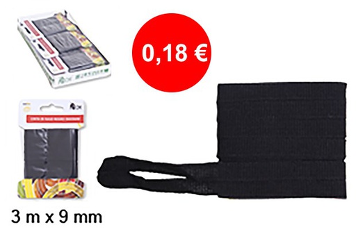[066835] Cinta de raso negro 3mx9mm