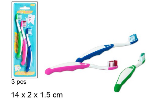 [066930] Pack 3 escovas de dente infantis em cores sortidas