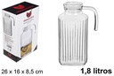 Jarra cristal agua nevera con tapa 1.8 litros
