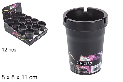 [100214] CENDRIER EN PLASTIQUE NOIR 11CM