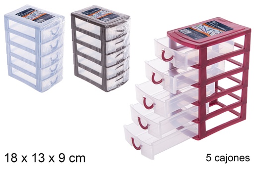 [100464] Mini plastic chest of drawers 5 drawers