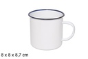 Taza latón esmaltada blanca 8 cm