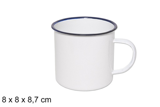 [100786] White enameled brass mug 8 cm