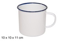 Taza latón esmaltada blanca 10 cm