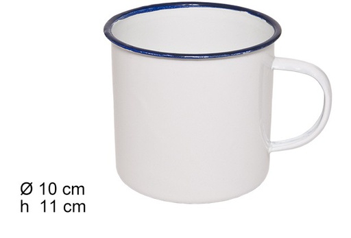 [100790] White enameled brass cup 10 cm