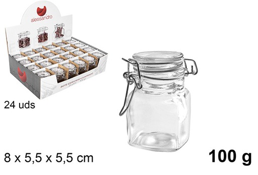 [100828] Portaspezie quadrato in vetro 100 gr.