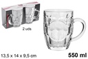 Pack 2 vasos cristal tanque de cerveza 550 ml