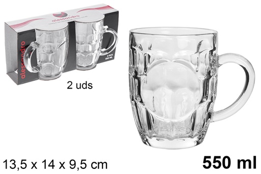 [100833] Pack 2 glass glass beer tank 550 ml