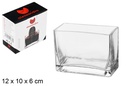 Rectangular glass flower vase 12x10 cm