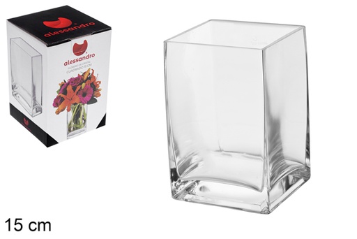 [100839] Vase en verre carré 15 cm