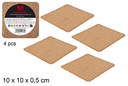 Pack 4 posavasos de corcho cuadrado 10 cm