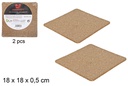 Pack 2 posavasos de corcho cuadrado 18 cm