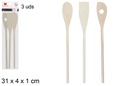Pack 3 cucharas surtidas de madera para cocina  31 cm