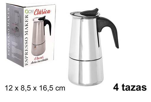 [101458] Cafetera acero 4 tazas 12x8.5x16.5 cm