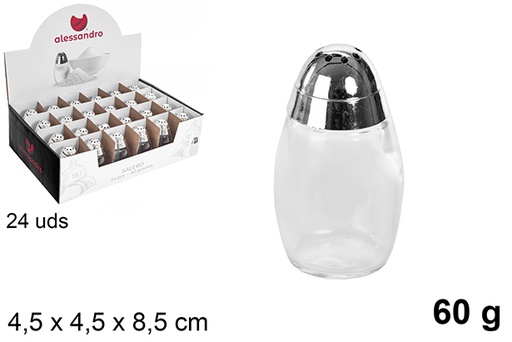 [101632] Salero cristal tapa metal Agbar 60 gramos
