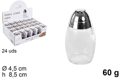 [101632] Saliera in vetro con tappo in metallo Agbar 60 gr.