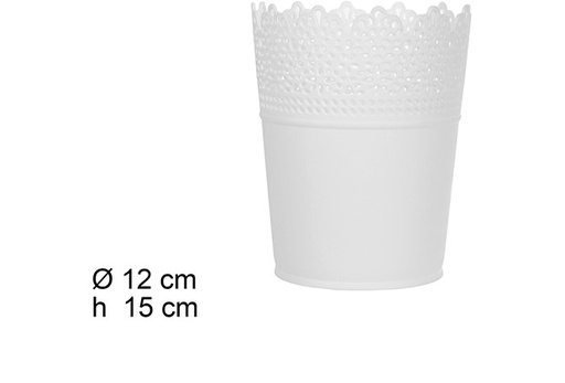 [101640] Jardinière ronde en plastique blanche 12 cm
