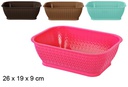 Cesta plástico ratan colores surtidos 26x19 cm