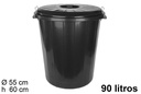 Cubo basura plástico negro 90 litros