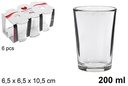Pack 6 vasos caña lisa 200 ml