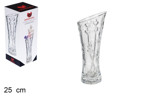 [101825] Vase en verre coeurs 25 cm