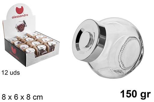 [101849] Frasco de vidro com tampa prateada 150 gramas