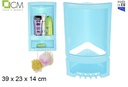 Étagère d'angle plastique salle de bain bleu 39x23 cm